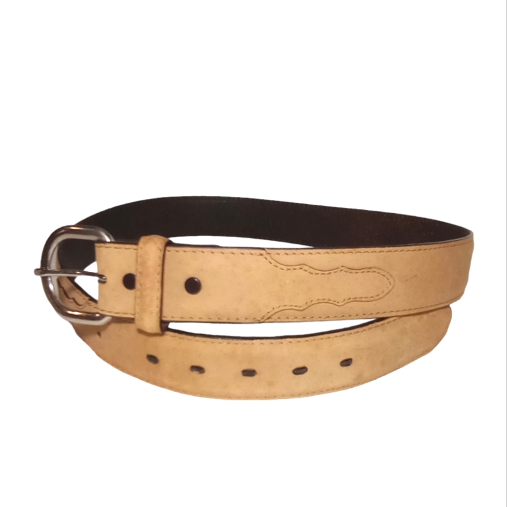 Vintage Western Cowgirl Rodeo Genuine Leather Ivory Men's Women's Belt Size 36"